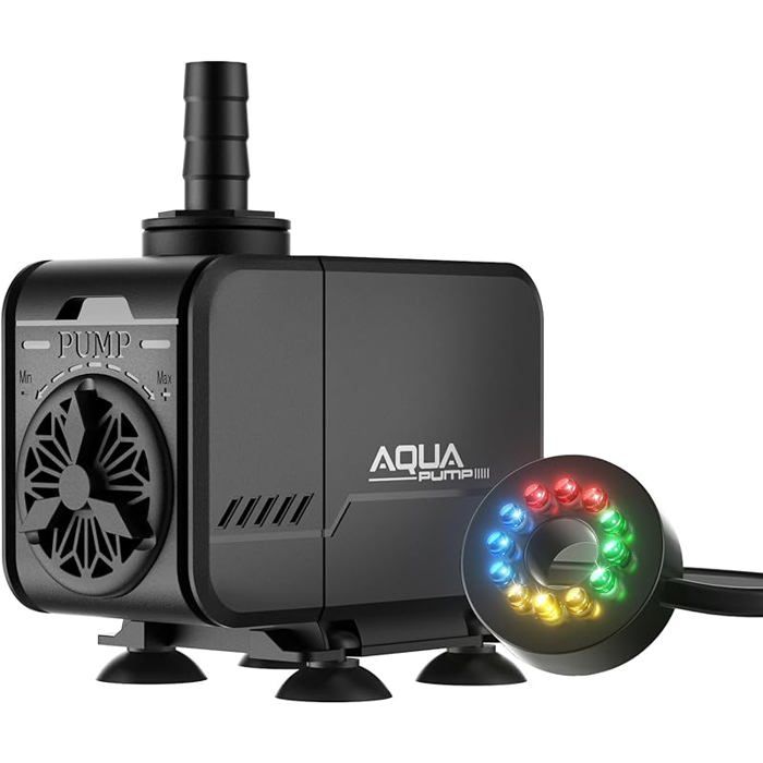Aquarium Pompe à eau Pompe à étang Réglable Pompes à plongée 3000L / H pour Aquarium Teich Brunnen 45W with LED ANEMOMETRE