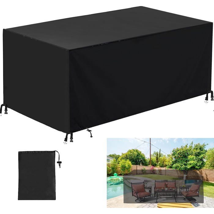 Housse Salon de Jardin Imperméable 420D Oxford Tissu IndéchirableTable de Jardin Bache Protection Anti-UV Coupe-Vent Résistant