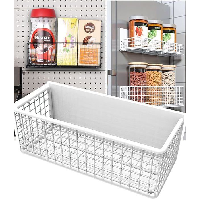 White-Low Organiseur magnétique réfrigérateur - Panier cuisine métal avec fermeture glissière - Organiseur MEUBLE A EPICES