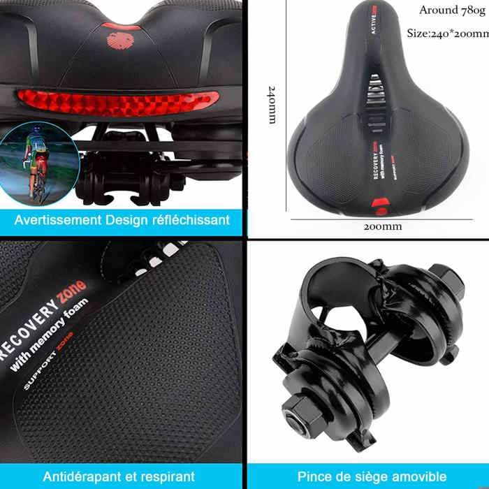Selle de vélo - BEARWIN - 24x20x8 cm taille unique siège de vélo selle siège de vélo vtt épaissi coussin hautement élastique decor