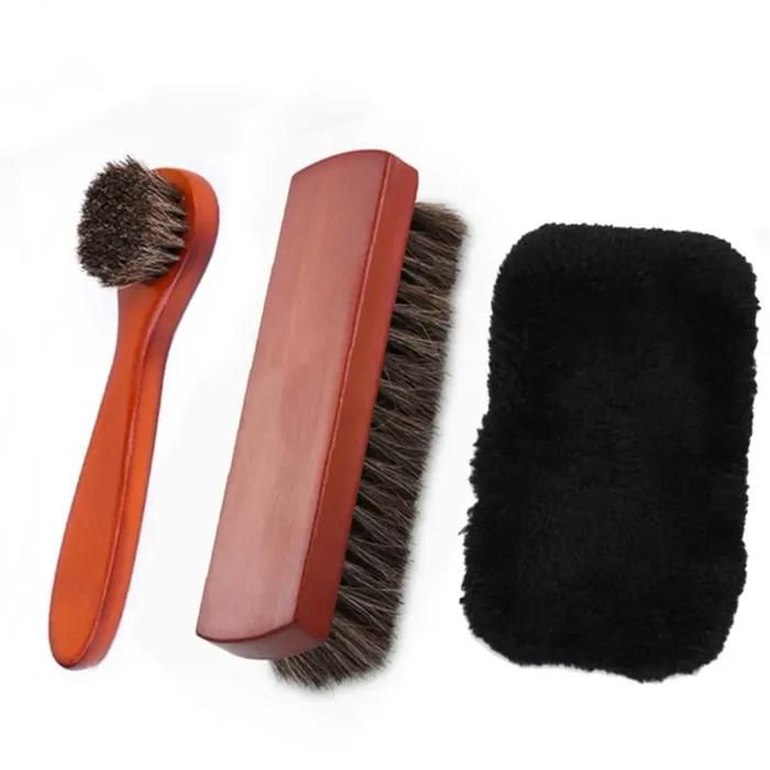 Lot De 2 Brosses À Chaussures En Crin De Cheval Brosse À Chaussures En Crin De Cheval Brosse À Cirage Avec Chiffon À Chaussures