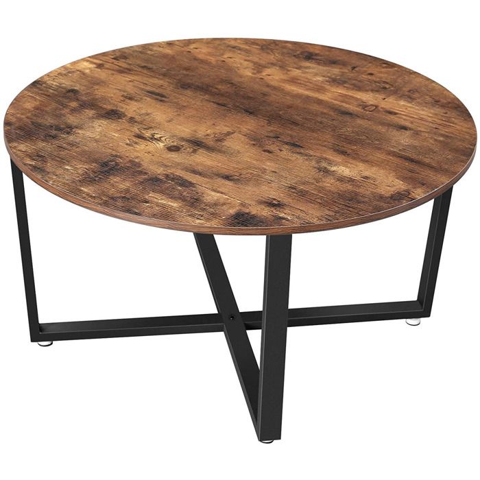 Table basse ronde de style industriel et bois rustique - Réf. VK8681847467441