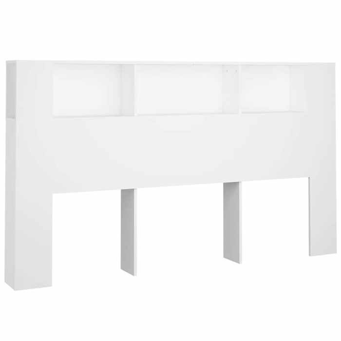 Armoire de Tête de Lit Blanc 180 x 185 x 1045 cm en bois avec dessus de rangement pour Chambre 739979