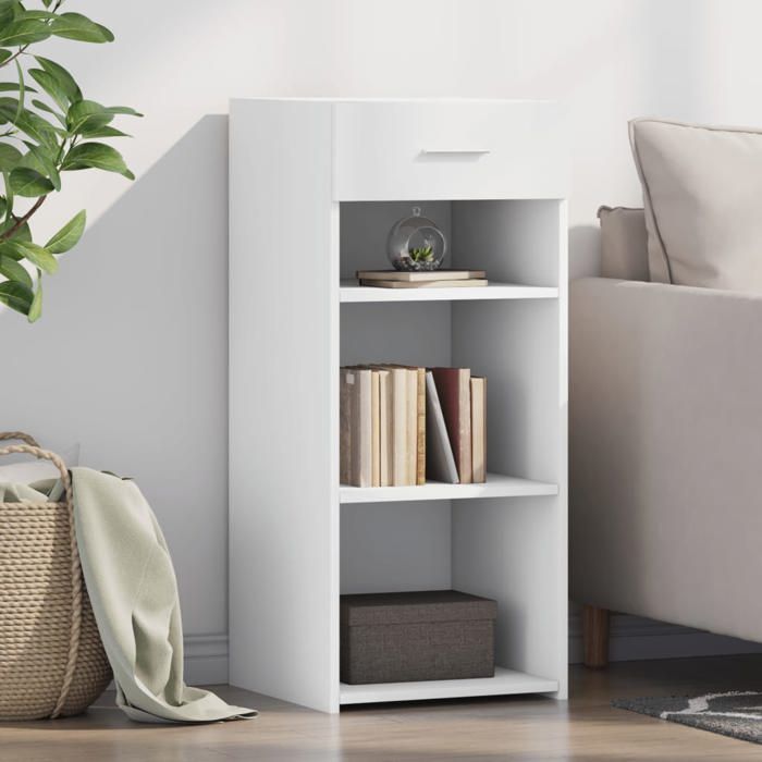 Blanc Buffet blanc 40x42 5x93 cm bois dingénierie - Meuble Rangement LV36650