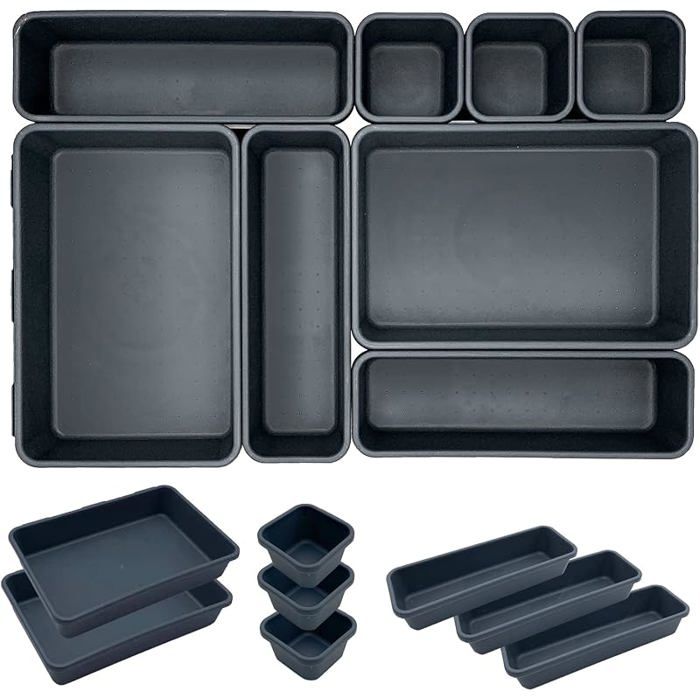 Lot de 8 Organisateurs de Tiroir Modulables en 3 Tailles Boîtes de Rangement Profond pour Cuisine Bureau Maquillage et Salle de