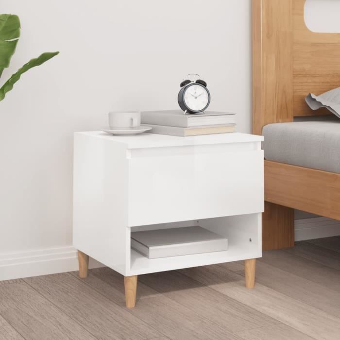 Table de chevet Blanc brillant 50x39x47 cm - Table De Chevet - Meuble De Chambre - Commode Table de chevet Blanc brillant 50x39x47 cm - Table De Chevet - Meuble De Chambre - Commode