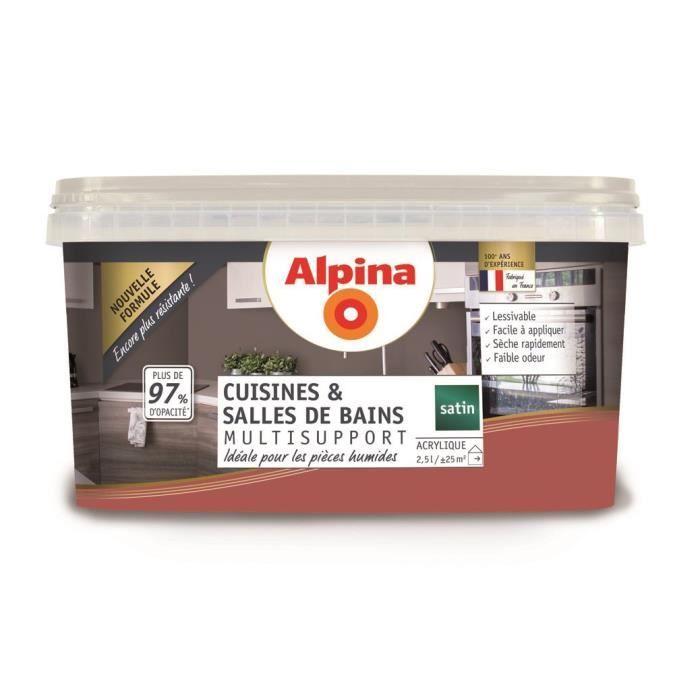 Peinture Alpina Cuisines et Salles de bains 2,5L - Couleur:Terracotta  Aspect:Satin - Achat / Vente peinture - vernis Peinture Alpina Cuisines et  Sa - Cdiscount
