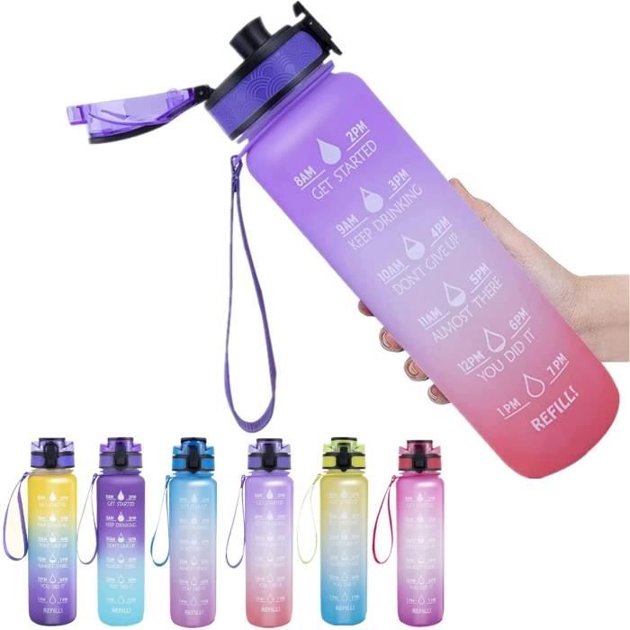 Gourde En Verre Wessper 1L – Graduée Avec échelle Horaire, étui Silicone, Sans BPA, Océanique