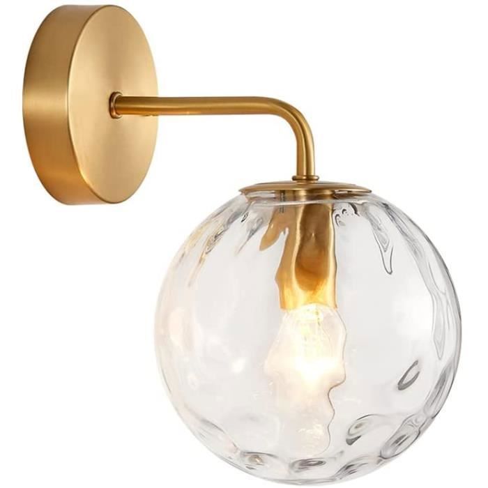 Applique Murale Verre Chambre Doré Lampe Murale Moderne Boule Luminaire Mural Intérieur E14 pour Salon Couloir Escalier Salle à