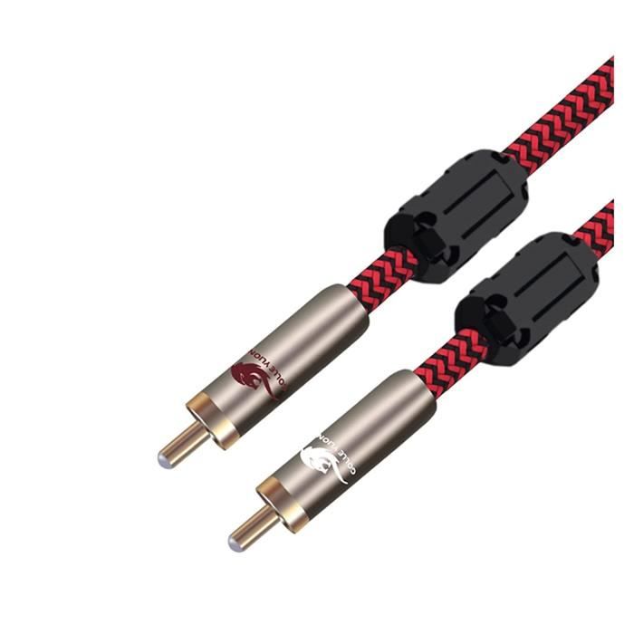 Câble Coaxial Numérique Mâle-mâle SPDIF - Pour Home Cinéma, Connexion Audio Stéréo - Cuivre Plaqué Argent, Blindage Triple - Longueurs 0,5m à 2m - 1