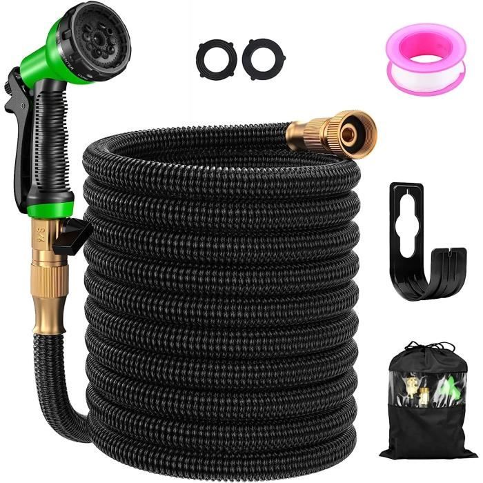 Tuyau Arrosage Extensible 30m Raccord De Robinet 1/2 Et 3/4, Tête De Pulvérisation Avec 8 Fonctions Avec Sac De Rangement Support De Tuyau Jardin 97210777