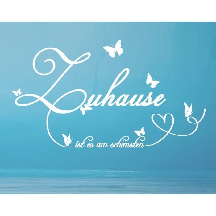 Sticker Mural Pour Salon"Zuhause Ist Am Schönsten" Avec Papillons