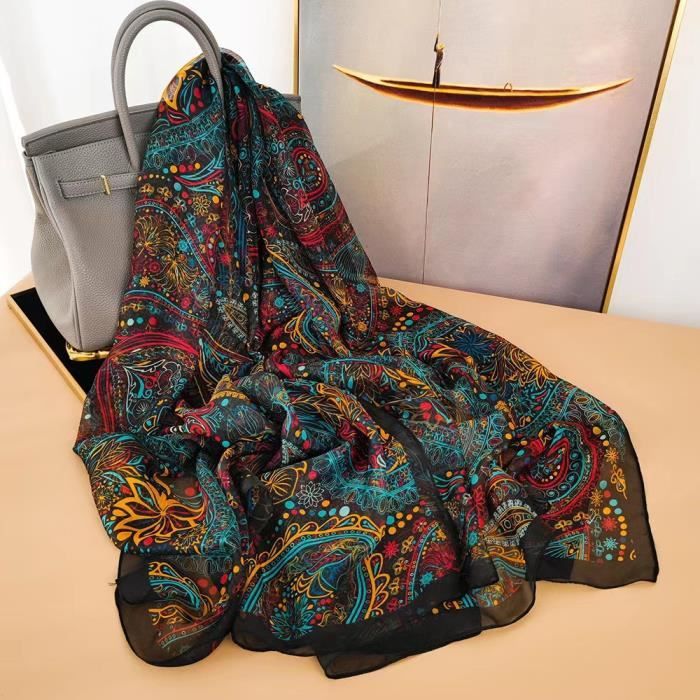 Écharpe Imprimé Coeurs Clest F&H - 90x180cm - Polyester Doux - Accessoire Vacances Et Tenues Décontractées