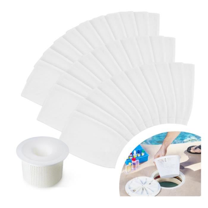 20 Chaussettes De Skimmer Pour Piscine - Réutilisables, Filtre Fin, Protection Pompe, 22x13 Cm, Maille Nylon
