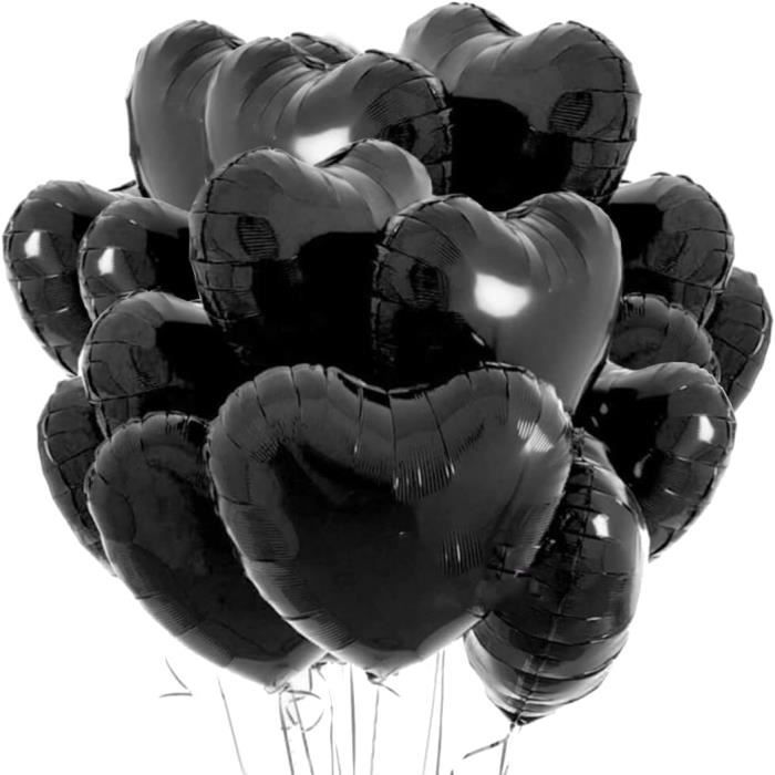 Ballon Coeur Noir 20 Pcs, Baudruche En Forme De Coeur, Ballons De