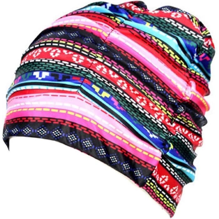 LinsLiliana Bonnet De Bain Tissu Pour Cheveux Longs - Bonnet Natation Femme Élastique Motif Unique, Confort Doux