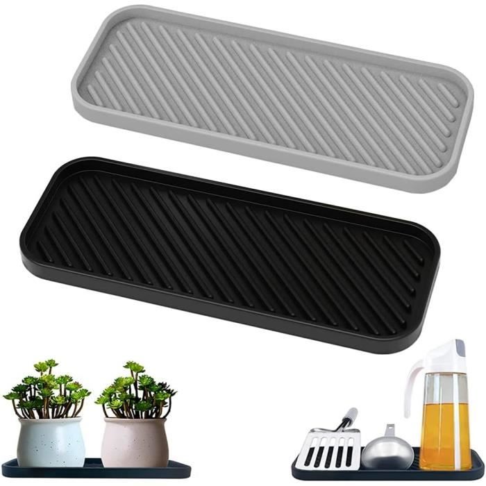 Tapis D’égouttement Silicone – 40x30cm, Pliable, Noir, Pour Plan De Travail Ou évier