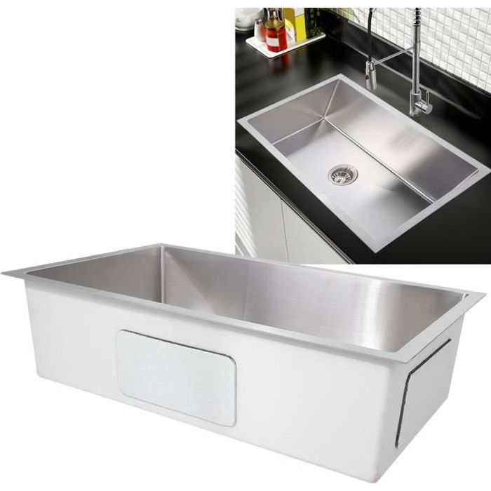 evier cuisine a encastrer 1 grand bac 1 egouttoir acier inoxydable sus304 760 x 450 x 228 mm zoo cdiscount bricolage