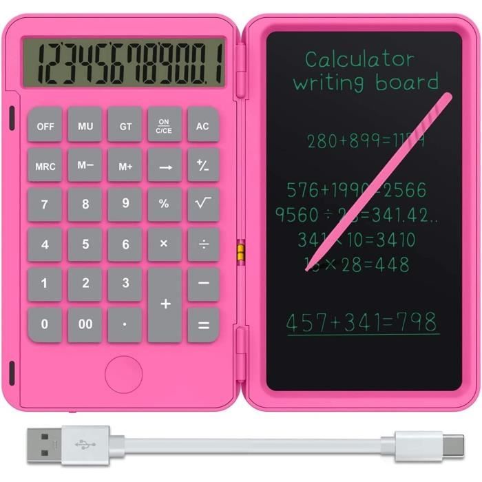Calculatrice Scientifique Avec écran D'écriture Effaçable - 12 Chiffres, Tablette LCD, Stylet Magnétique - 7
