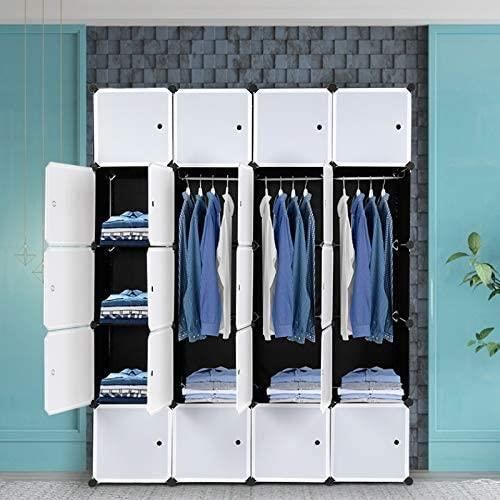 Armoire Penderie Modulable Portable Grande Capacité Storage avec Portes