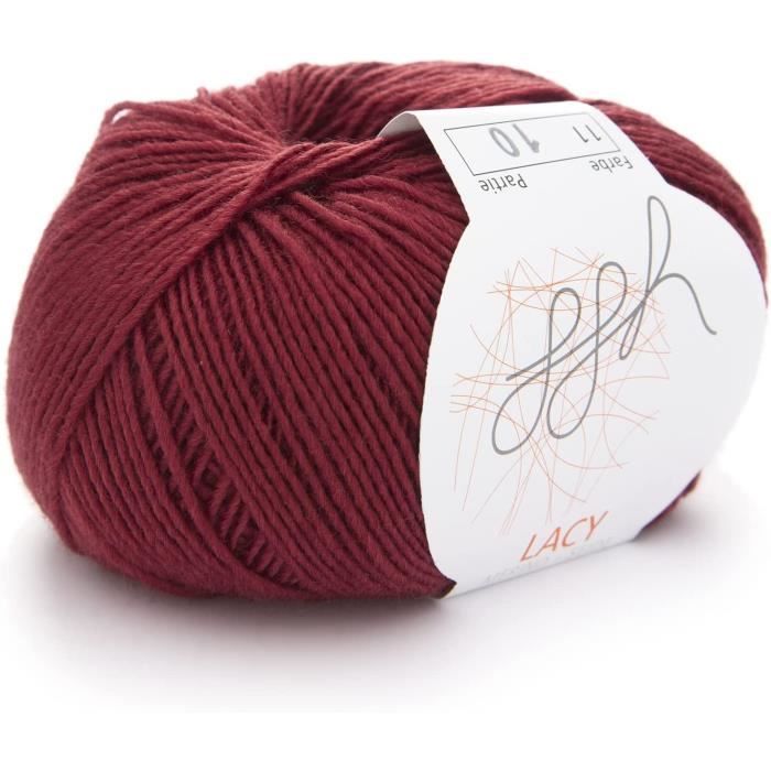 Fil à Tricoter Lacy - Laine Mérinos Avec Soie - Pelote 25g / 150m - Aiguilles 3-4 Mm - Couleur Blanc - 1