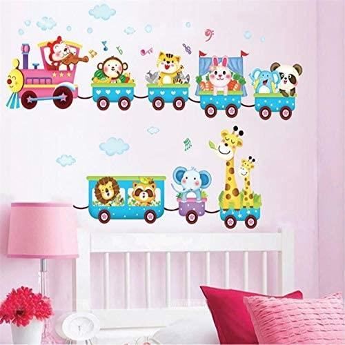Belle Bande dessinée Animaux Zoo Train Stickers Muraux Enfants Chambre