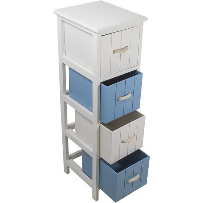 Jersey Meuble De Salle De Bain L 25 Cm Blanc Et Bleu Achat