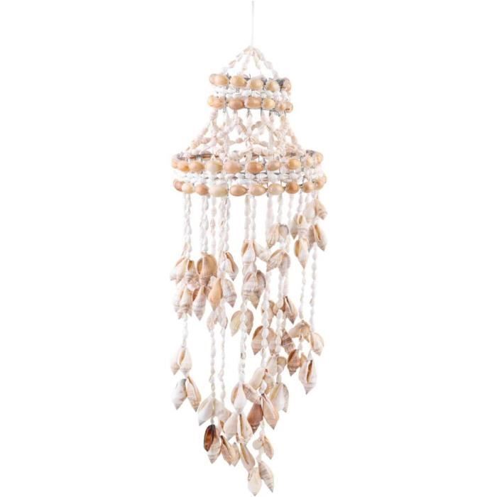 Carillon éolien En Coquillages Et Bambou - Décoration Bohème Pour Jardin Ou Intérieur - 73 Cm
