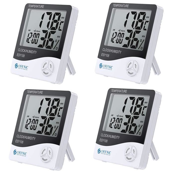 4x Mini Thermomètre Hygromètre Digital – Précis, Compact Pour Maison, Bureau, Frigo, Serre…