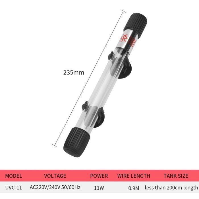 Lampe UV Submersible 7W Pour Aquarium - Stérilisateur Anti-Algues Et Bactéries Étanché 220-240V