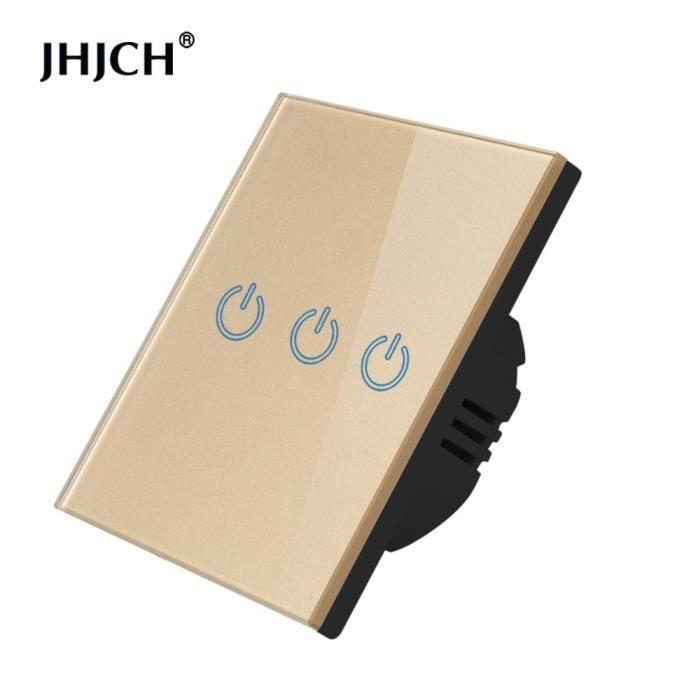 Panneau Mural En Verre Trempé Cristal, Interrupteur Tactile Indicateur Led Capteur Bouton Electrique 220 V 87539984