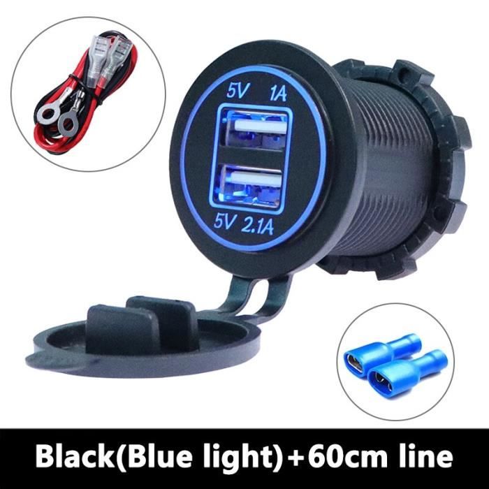 2.1A Bleu 4.2A double USB chargeur de voiture étanche voiture allume-cigare prise universelle adaptateur de C