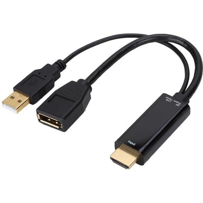 Source HDMI vers Femelle DisplayPort DP évier 4 K 2 K câble vidéo écran pour Ordinateur Portable PC 20 cm 