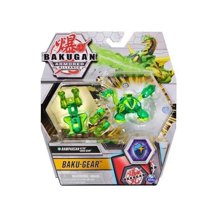Bakugan Ultra : Armored Alliance - Ramparian + Baku-Gear + Carte - Boule Verte Transparente - Figurine Deluxe - Jouet Garcon
