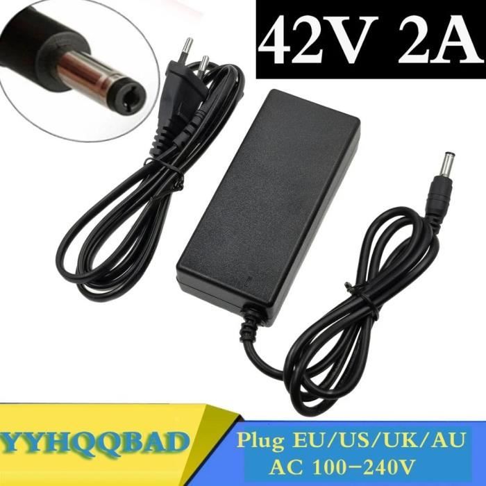 Chargeur de batterie 36V 2a sortie 42V 2a entrée du chargeur 100-240 VAC chargeur Lithium Li-ion li-poly pour vélo électrique série