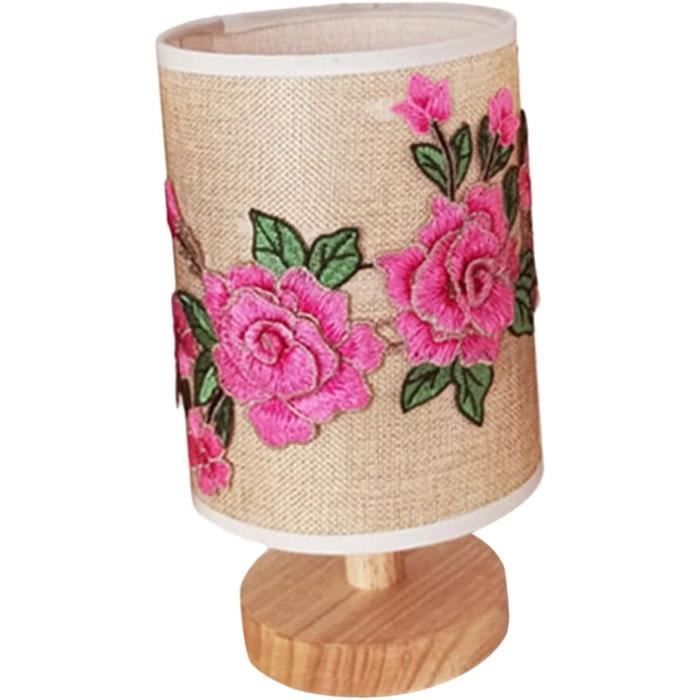 Lampe de Table Minimaliste | Abat-Jour Tissu Floral