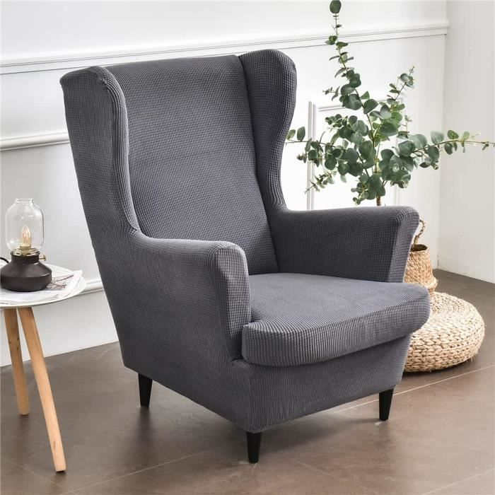 Housse Velours Extensible 2 Pièces Pour Fauteuil à Oreilles | Protection Anti-tache & Style Déco