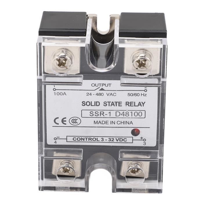 Relais Statique SSR DC-DC 100A - Relais Semi-conducteurs 5-220V, Contrôle 3-32V, Dissipateur Aluminium