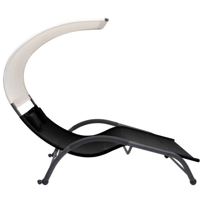Chaise longue double avec auvent Textilène Noir EAN 7809686490227