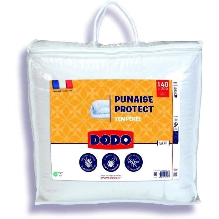 DODO Couette tempérée 300gr/m² 140x200 cm - Protection anti punaise, anti acarien - Blanc - Fabriqué