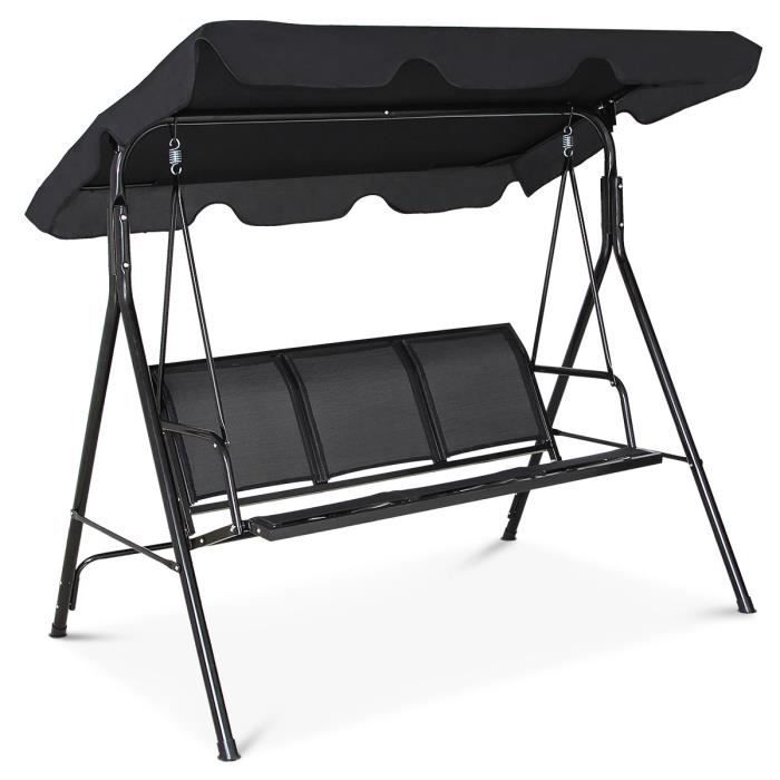 DREAMADE Balancelle de Jardin 3 Places en Acier avec Toit Inclinaison réglable pour Jardin/Balcon,Balançoire exterieur,Charge 250KG