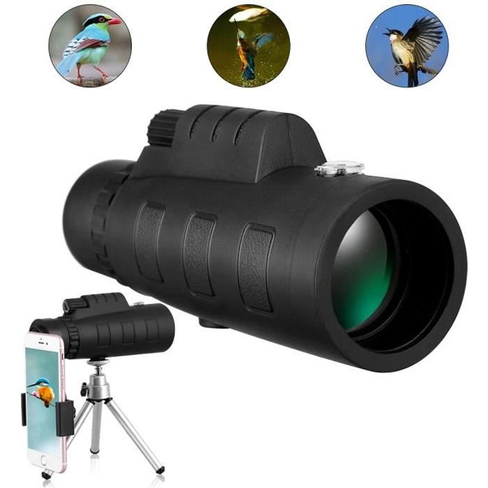 Télescope Monoculaire EVOLAND 50X60 HD avec Support de Téléphone et Trépied pour Observation Oiseaux et Chasse