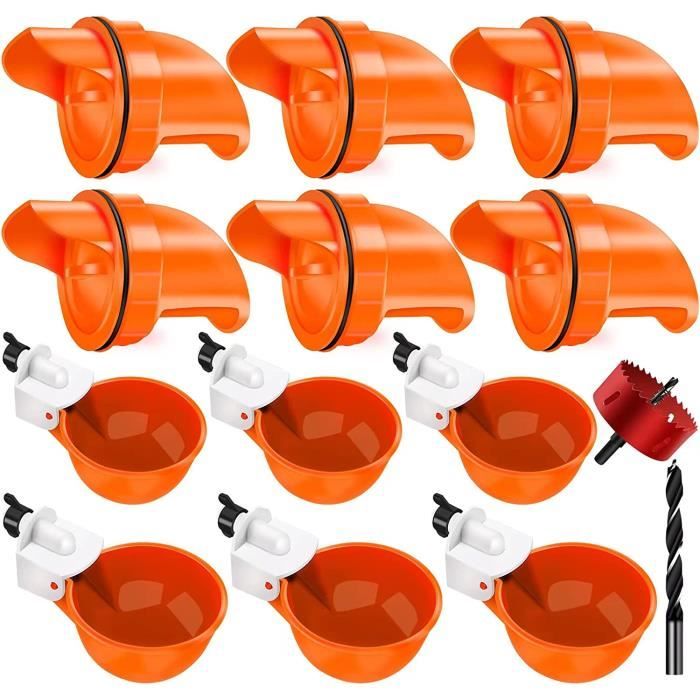 Comparer les prix de 6 Pièce Mangeoire Poules et 6 Pièce Abreuvoir Poules DIY, Mangeoire Poule Automatique, Abreuvoir à volaille Kit avec scie à Trou