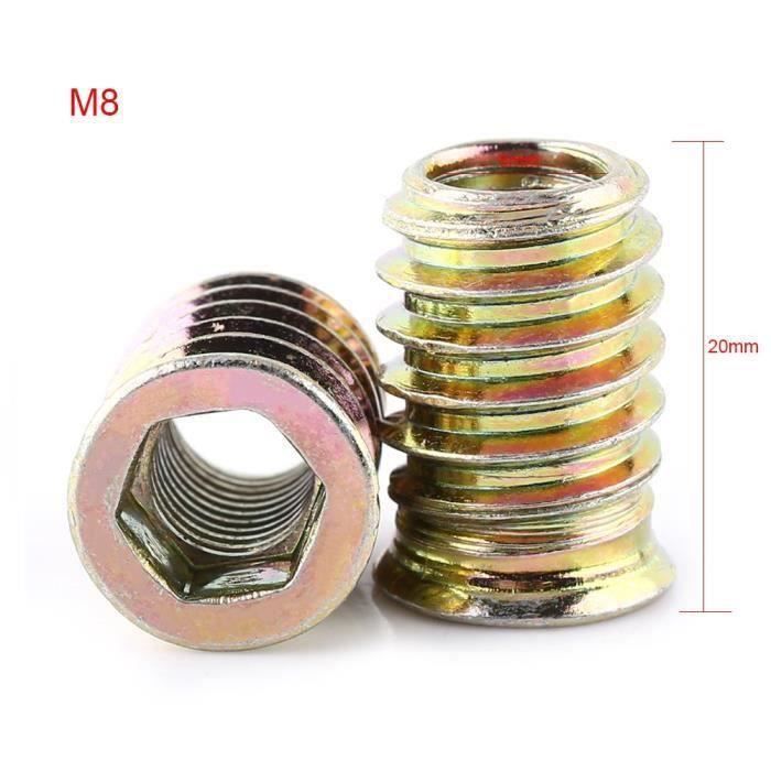 20 Pièces M6 X 10mm Insert Fileté Bois, Jeboler Insert Bois Écrous à Visser Ecrou M6 Zinc Borgne Ecrou Hexagonal, Écrous à Visser Fileté Douille Filetée Pour Installation de Meubles en Bois