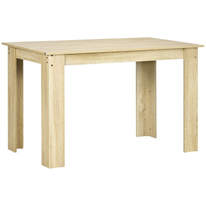 Table à manger rectangulaire - HOMCOM - 4 à 6 personnes cuisine moderne pieds triangulaires stable - bois - 120x69x75cm - chêne