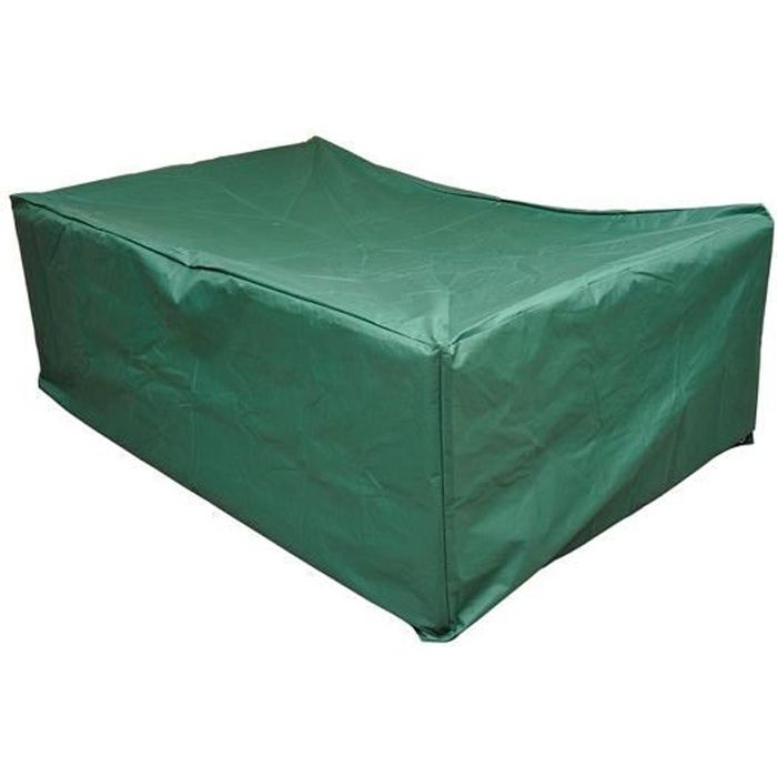 Housse de protection etanche pour meuble salon de jardin rectangulaire 210L  x 140l x 80H cm vert au meilleur prix
