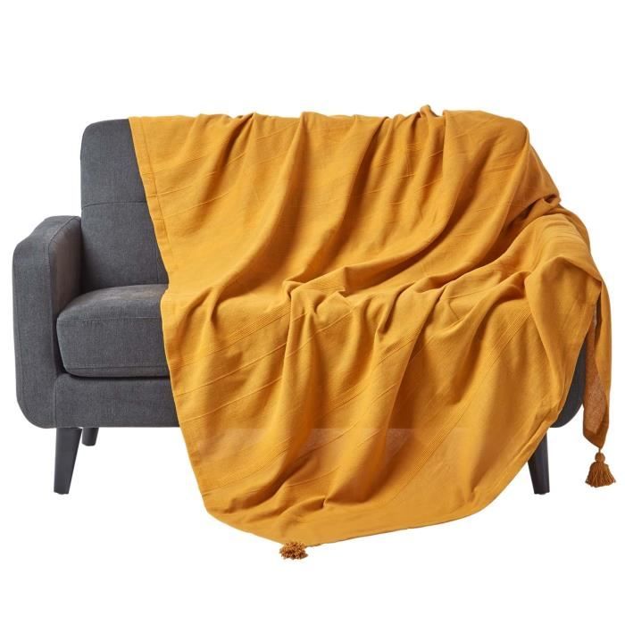 Jeté de lit ou de canapé Rajput Jaune moutarde 255 x 360 cm Jeté de lit ou de canapé Rajput Jaune moutarde 255 x 360 cm