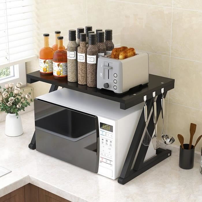Support Micro-ondes Avec Tiroir - Étagère Rangement Cuisine Métal 50x40x25cm Ou 60x40x25cm