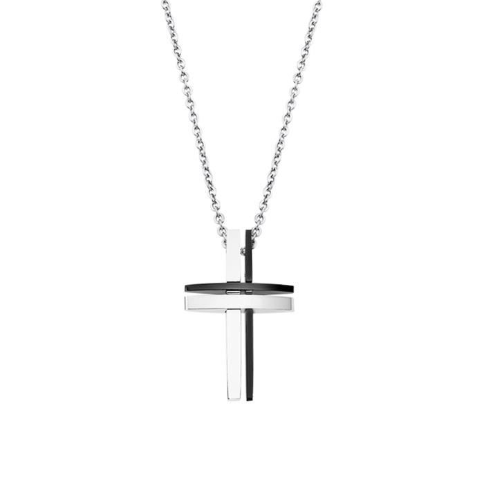 Sautoir - Collier - Lotus - Collier homme Lotus Men In Black croix - Couleur de la matière:Blanc Taille/Longueur:50 cm