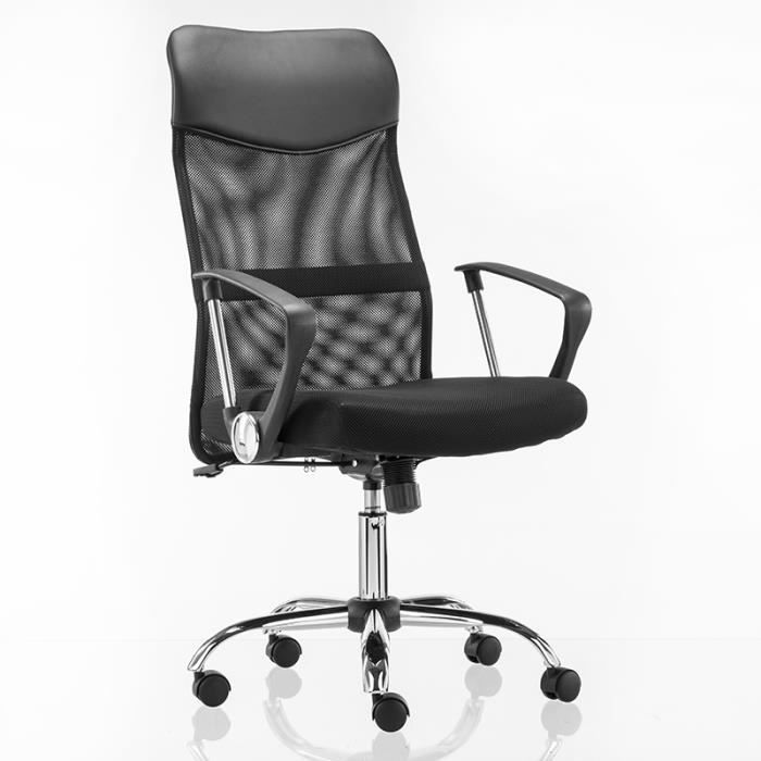 mctech chaise de bureau sur roulettes , fauteuil de bureau , fauteuil pivotant - tissu maille - hauteur réglable - noir